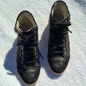 Geox Black and Gold Athletic Shoes for Women